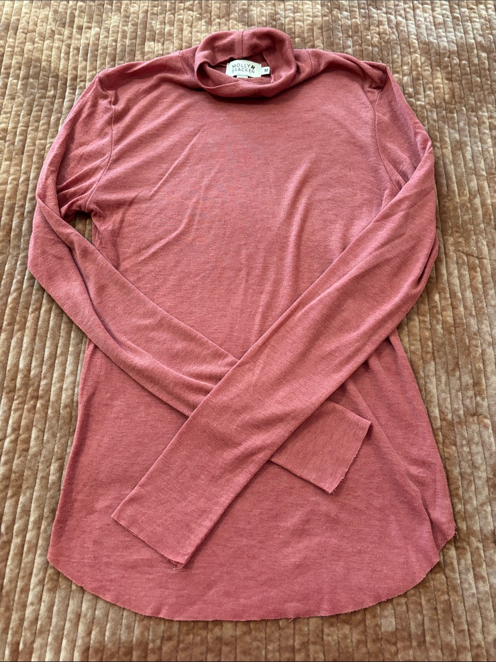 Molly Bracken Dusty Rose Long-Sleeve Turtleneck